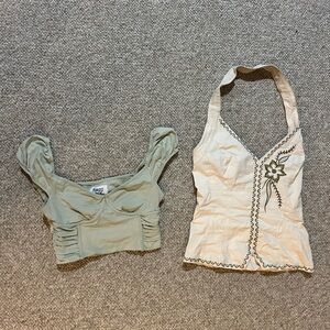 Princess Polly Cream and Tan Crop Tops